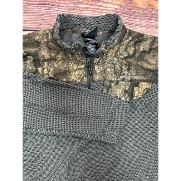 Realtree Mens Polyester Gray 1/4 Zip Pullover Jacket XL With Camo Accents - Picture 3 of 5